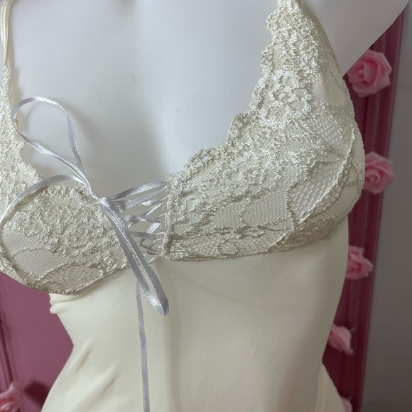 🌷 small - night dress lingerie pajama nuisette jaquette sleepwear - beige - Picture 5 of 6